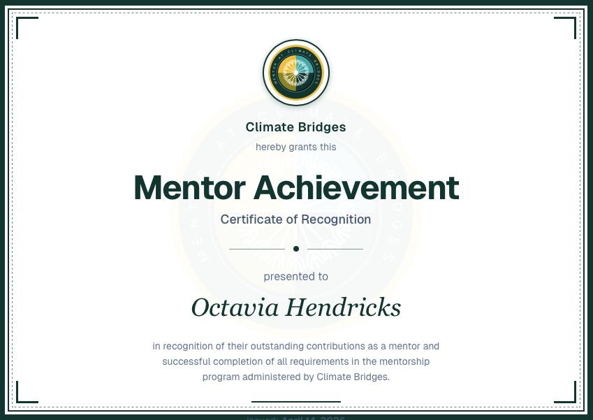 Second certification for Octavia J. Hendricks